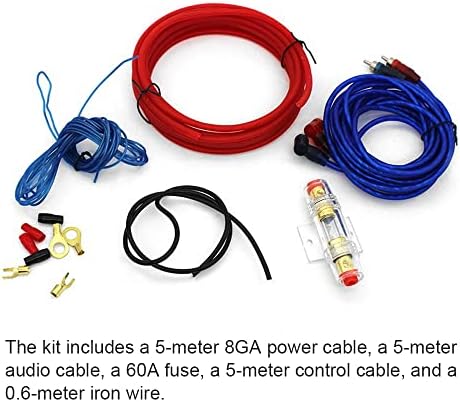Комплет за аудио жици FANGZI, комплет за жици за аудио жици 8 мерач за засилувач за напојување за засилувач за напојување со жица за контрола