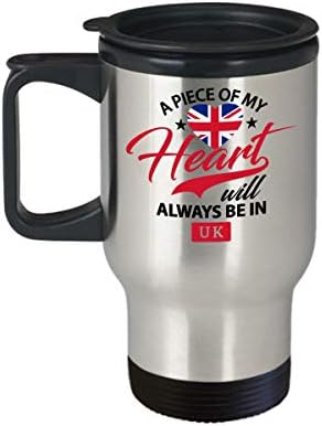 Обединетото Кралство патувања за кафе, смешен подарок за Велика Британија - парче од моето срце секогаш ќе биде во родната земја во Велика