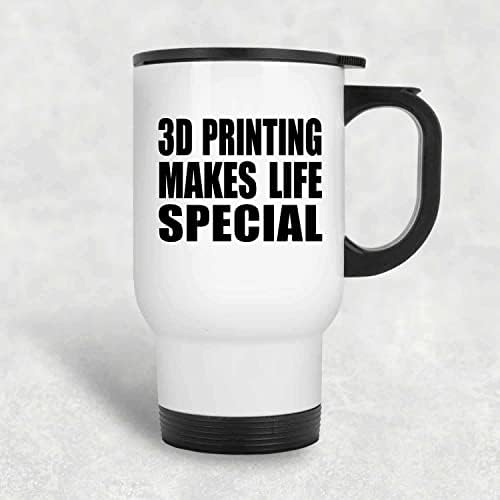 DesignSify 3D печатење го прави животот специјален, бел пат за патувања 14oz не'рѓосувачки челик изолиран Тумблер, подароци за роденденски