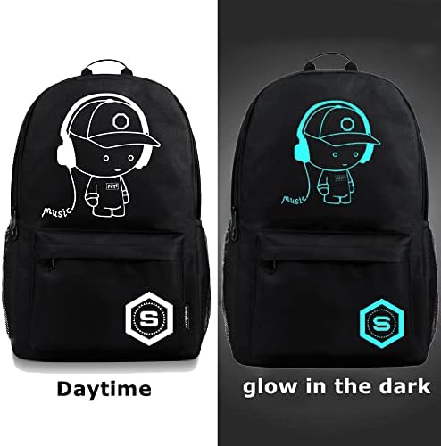 Флејми Аниме ранец за момчиња, светлечки ранец за училишни ладни буги со рамената торба 17 '' лаптоп задниот пакет, лесна торба за