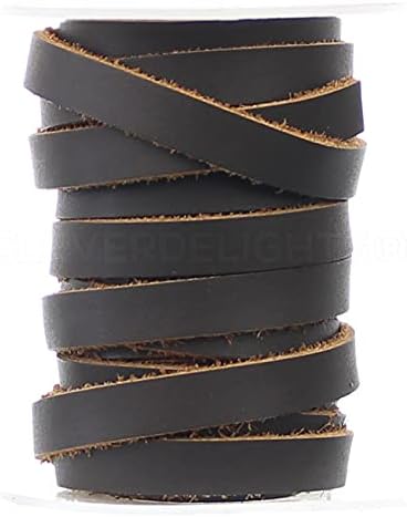 Cleverdelights Темно кафеава 1/4 Кожен рамен кабел - 10 стапки - 6,3 мм оригинална кожа лента