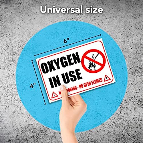 2 компјутерски кислород во употреба на знак - 4 x 6 кислород во употреба без знак за пушење - нема налепница за кислород со отворен пламен -
