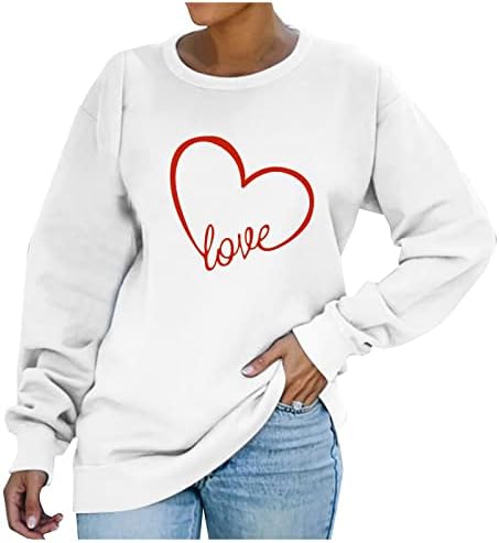Womenените лабава обична маица врвот o врат шема печатена блуза со долг ракав удобен моден џемпер пуловер