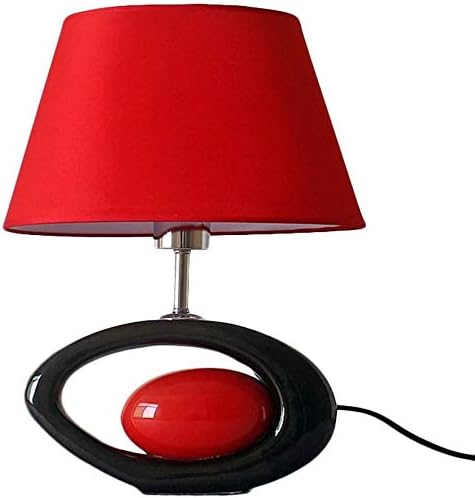 Модерна табела за ламба Nighti Фенер Црна овална керамичка ламба Тело и црвена лабачка биро светла E27 Дневна соба Спална соба