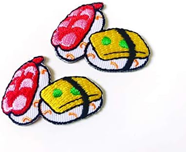 Сет од 2 мали. Мини суши јапонска храна симпатична лого закрпи за цртани филмови шива железо на везена апликација значка за лепенка облека костум