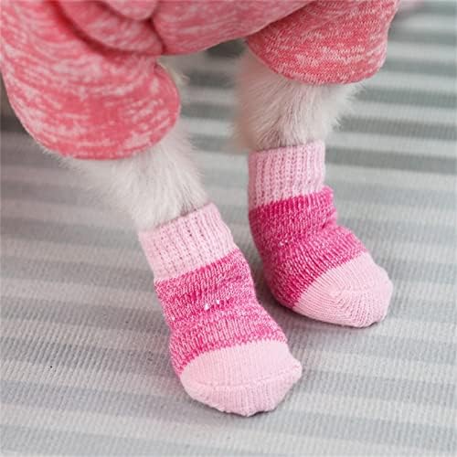 Mmknlrm чорапи со клип против лизгање чорапи чорапи за кучиња затворено кученце поставено кучиња чорапи кучиња 4 парчиња чорапи кучиња отворено