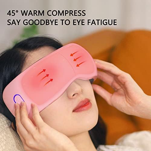 Масажарот за очи PLPLAAOO со топлина, USB маска за очите, мулти фреквенција вибрација масажер за очи, топла компресија загреан масажер за мигрена, машина за нега на очите