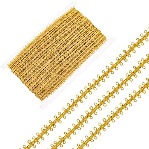 Gorgecraft 25yds полиестер ткаен gimp трим 3/8 инчи металик gimp плетенка трим злато чипка стоноја декоративна лента за вртење