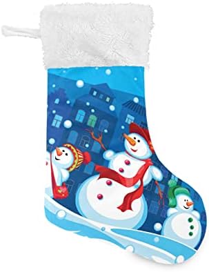 Алаза Божиќни чорапи Зимски снежни луѓе Класик Персонализирани големи декорации за порибување за семејни сезонски празници Декор