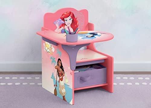 Делта Детска столица биро со отпадоци за складирање + дизајн и складирање на организатор за складирање на играчки од 6 корпи, принцеза на Дизни