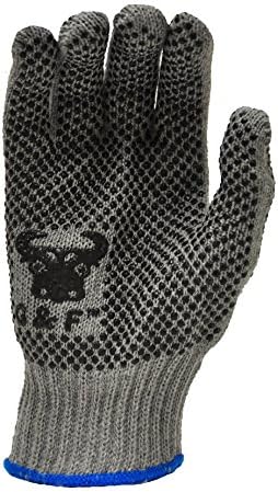 G&F производи 14431M-120 природни памучни работи на ракавици со двојни PVC точки сиви нараквици, разновидни бои на прстенот, среден