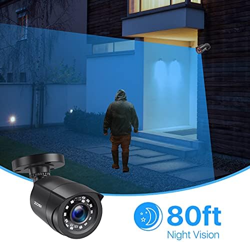 Zosi 8ch 1080p Систем за безбедност на домашни камери со хард диск со 1TB, H.265+ 8 канал 5MP Lite CCTV DVR рекордер и X1080p камери за надзор