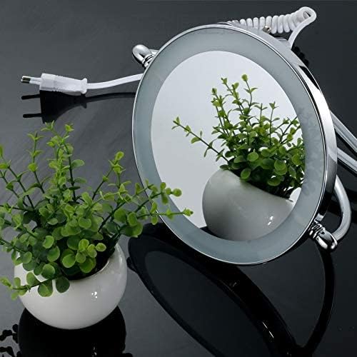 Wallид монтиран шминка огледало за бања огледало 3x зголемување козметичко огледало со двојно еднострано вртење на вртење предводена за бања,