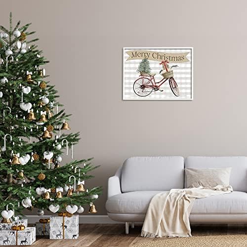 Ступел Индустрии Божиќен Банер Беж Гингам Кошница За Подароци За Велосипеди, Дизајн На Синди Џејкобс