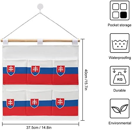 Знаме На Словачка Ѕид Плакарот Виси Торба За Складирање 6 Џебови Лен Памук Над Вратата Организатор Торбички За Спална Соба Бања