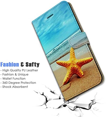 За iPhone 12 Mini, Дизајниран Капак На Куќиштето За Телефонски Паричник Flip, A0021 Морска Ѕвезда На Плажа Сино Небо 0021