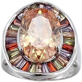 2023 Нов овален шампањ циркон бакар накит микро поплочен обоен циркон прстен жени прстен тетлер прстени