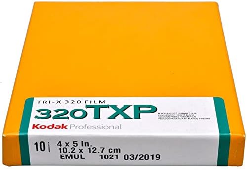 Кодак Професионални Три-Х Пан 320 TXP 4164 Црна &засилувач; Бел Филм ISO 320, 4x5, 10 Листови