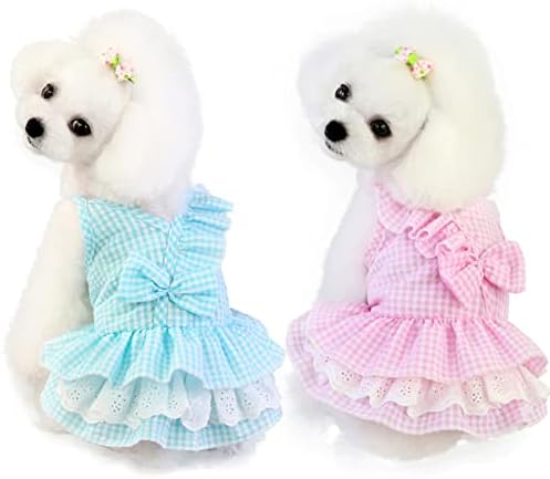 Фустан за миленичиња сладок удобен памук прекрасна кучиња кучиња принцеза кученце здолниште за пролет - сино л