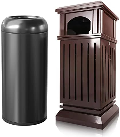 Beamnova пакет црна 15 x 31,5 во + темно кафеава 17,7 * 37.4 во комерцијална конзерва за ѓубре од не'рѓосувачки челик со капаче за