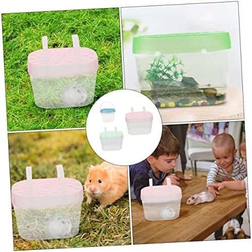 Тојвијан 3 парчиња Кутија За Хранење Преносни Кутии За Хранење Мали Пластични Кутии Кафез За Желки За Домашни Миленици