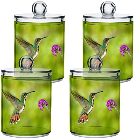 Yyzzh Flying Hummingbird Purple цвет дива природа диви животни 4 пакувања QTIP држач за држач за памук за памучни плочи од тркалење