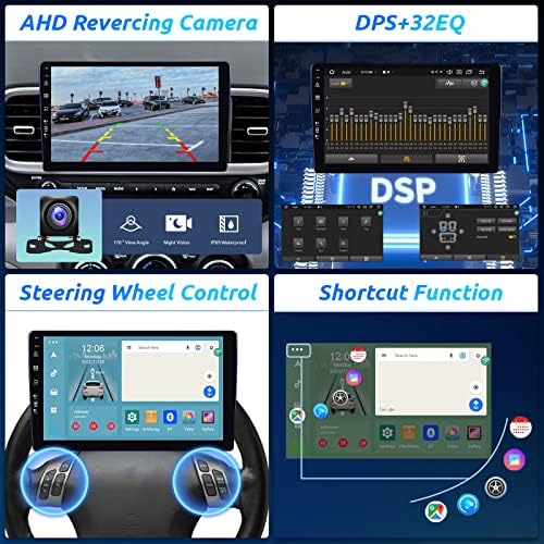 Андроид 12.0 Двоен Дин Автомобил Радио Поддршка Безжичен Карплеј/Андроид Авто Телефонска Врска со 9 инчен Ips Екран На Допир Wifi/4G GPS Dsp