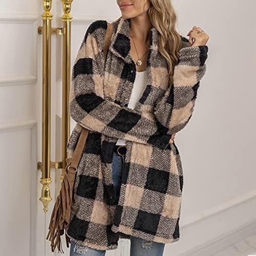 Foviguo долги зимски палта за жени, туника со долги ракави клубски палто женски зимски убави плетени лесни палта