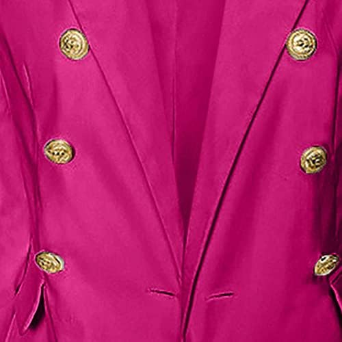 Копче за јака на женски лаптол предна блејзер цврста боја, обична боја со долги ракави, јакна, пад на двојно градите на надворешната