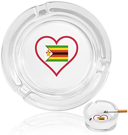 Јас многу го сакам Зимбабве Црвено срце стакло од пепел за цигари околу фиоки за пепел за домашна канцеларија и ресторани