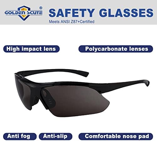 Златни затемнети затемнети безбедносни очила, заштита од темно очите против магла, отпорна на влијание