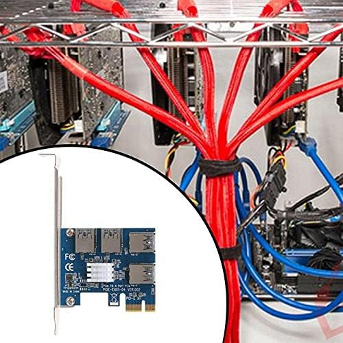 Конектори 1/2/3 PCS PCI-E до USB адаптерот 4-порта PCI-E X1 до USB 3.0 Riser картички Extender Board Mining Acportory-