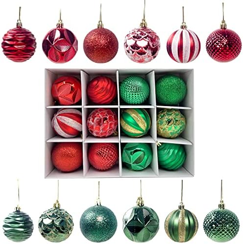 Еме Кифлер 12 парчиња Божиќни украси за божици, Божиќ што виси топка, декорација на топка, распрскувани пластични украси за одмор,