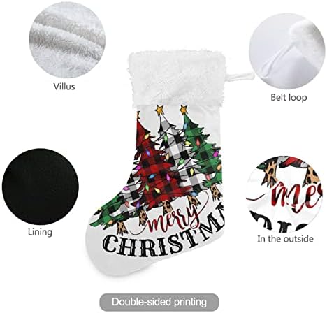 Алаза Божиќни чорапи Бафало карирана проверка на новогодишните елки Класични персонализирани големи декорации за порибување за семејни