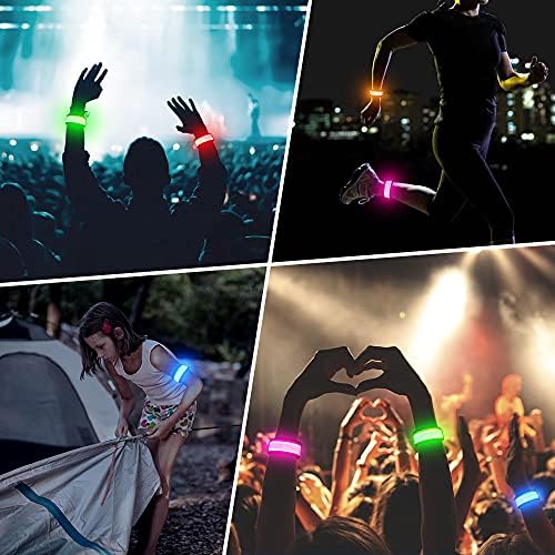 Ezerfy Light Up LED armbands за трчање - 2 пакувања рефлексивни LED нараквици трепкачки LED спортски рачки за нараквици, сјајни нараквици за концерти, фестивали, спортови, гаврани, ?