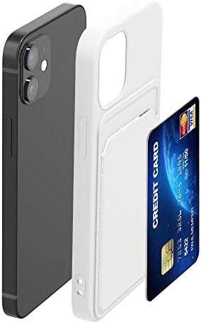 Kwmobile Случај Компатибилен Со Apple iPhone 12 Мини-Мека Tpu Телефон Покритие Со Кредитна Картичка Носителот Слот На Грбот-Бела