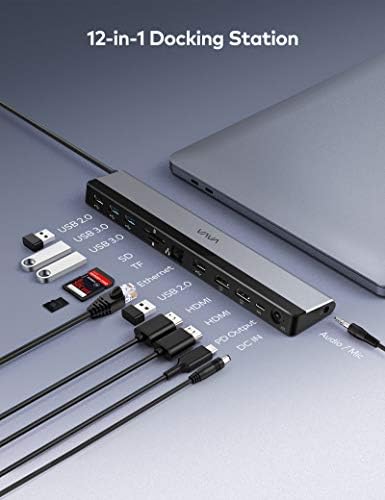 Докинг станица VAVA USB C 12-во-1 USB-C Док со двојно HDMI 4K 60Hz, RJ45 Ethernet, 4 USB порти, SD/TF Reader Card, 85W PD полнење,