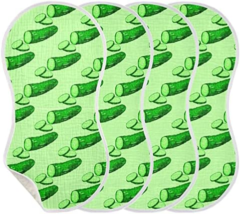 Yyzzh зелена краставица шема Муслин Бурп крпи за бебе 4 пакувања памучни бебиња за миење садови за момчиња за момче девојче