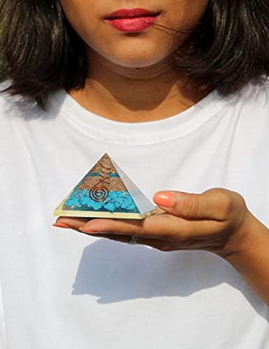 Исклучителна а ++ тиркизна оргона пирамида кристална скапоцен камен чакра бакар метал
