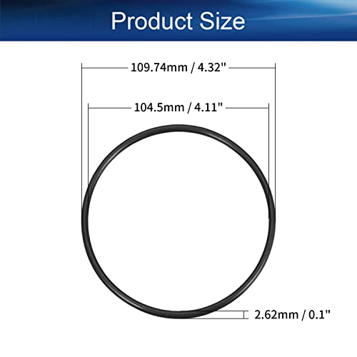 Беттомшин 10 парчиња нитрилна гума О-прстени, 109,7мм ОД 104,5мм ID 2,62мм ширина, метричка запечатување на заптивка за заптивка за запечатување