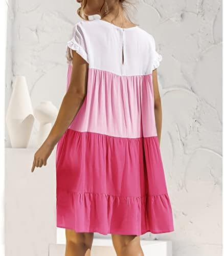 Фрагарни фустани за жени плус големина, женски летен моден случај на летни печати секси фустани со кратки ракави