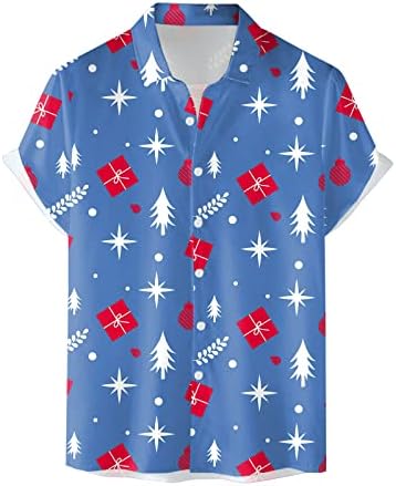 Божиќно копче на ЗДДО, кратки кошули Краток ракав Смешна графичка хавајска кошула Божиќ Нова забава за куглање кошули за куглање