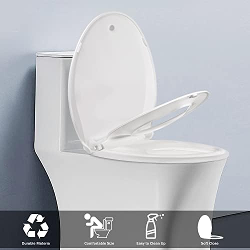 Издолжено тоалетно седиште со вградено седиште за обука на ситни места/тоалетно седиште со покривка, трајни пластични, бели, замени за тоалети