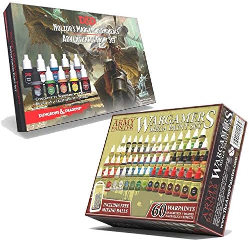 Армискиот сликар Wargamers Mega Paint Set пакет со занданите и Dragons Adventurers Adventurers Set - сет за сликање за модел минијатурно