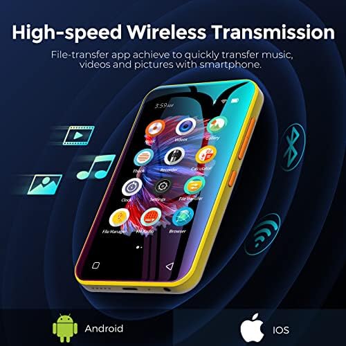 WiFi MP3 плеер со Bluetooth, Timmkoo 4.0 Full Touch екран MP3 MP4 плеер со звучник, преносен Hifi Sound Walkman Digital Music Player со FM радио, рекордер, ebook, часовник, прелистувач