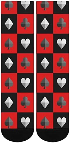 Картичка Костум Шаховска Табла Црвена Црна Печатена Боја Соодветни Чорапи Атлетски Колено Високи Чорапи За Жени Мажи