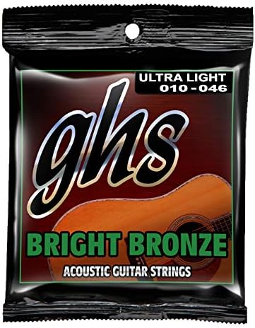 GHS жици BB10U светла бронза, 80/20 бакар-цинк легура, акустични жици за гитара, ултра светлина
