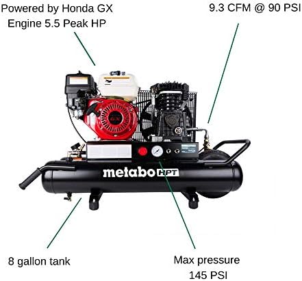 Компресор на воздухот Метабо HPT, тркала, 8-галон, напојување со гас, Honda GX мотор