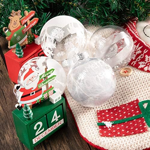12 парчиња Божиќни топки украси за Божиќ - 75мм/2,95 Транспарентни чисти пластични топки, топки што висат на дрво исполнети за Божиќни