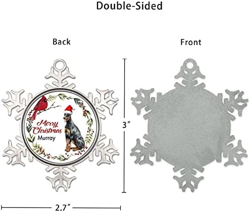 Пјутер снегулки украси куче во капа кардинали Меморијален венец Божиќен украс метална снегулка украс зимски украси за парови ново